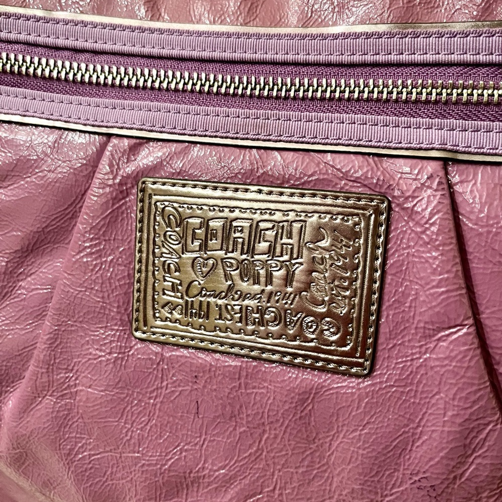 Coach Poppy Raspberry Purple Patent Leather Zipper Tote - Picture 3 of 9
